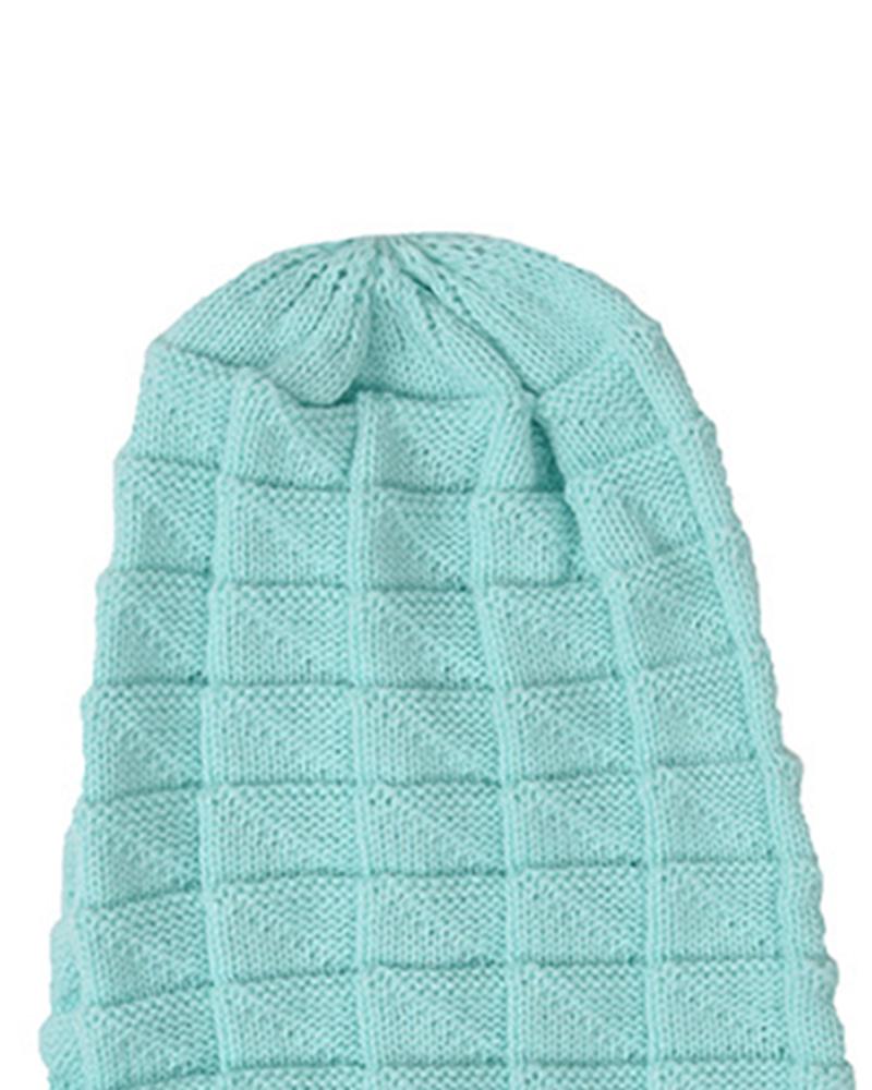 

Women's Beanie Slouchy Outdoor Street Dailywear Knit Pure Color Portable Windproof Comfort Ruched Hat, Blue