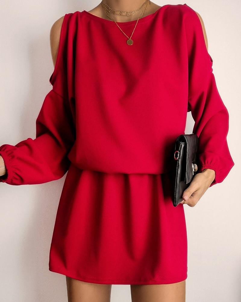 

Cold Shoulder Casual Dress, Red