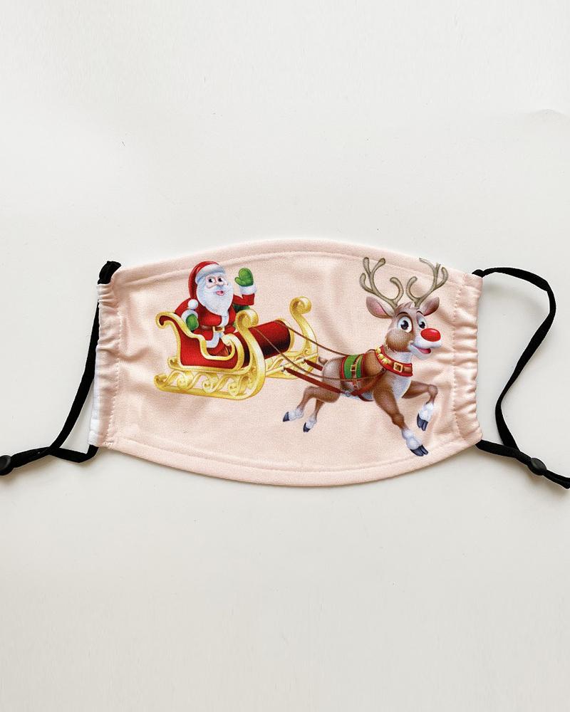 

Christmas Santa Reindder Print PM 2.5 Face Mask With Fliter For Kids, Style2