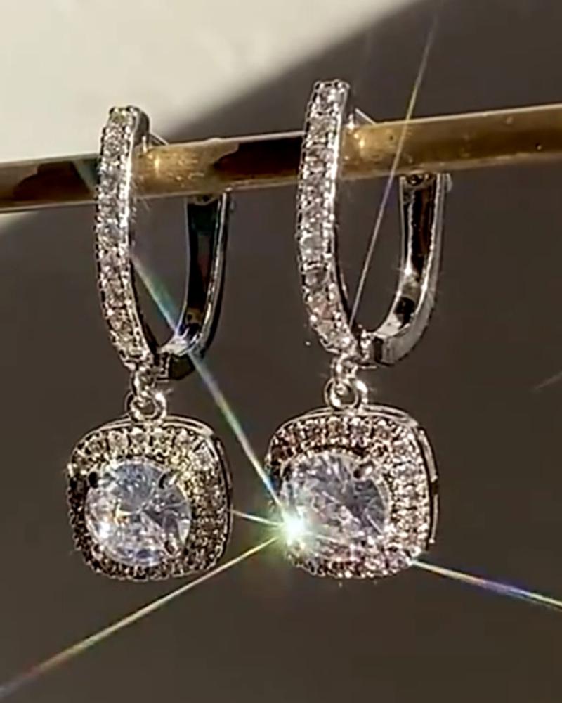 

1Pair Zircon Wedding Bridal Drop Earrings, Gold