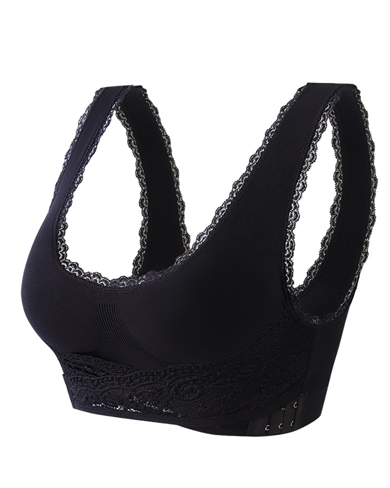 

Seamless Lift Bra With Front Cross Side Buckle, Black