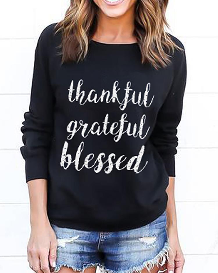 

Oversize Letter Print Casual T-shirt, Black