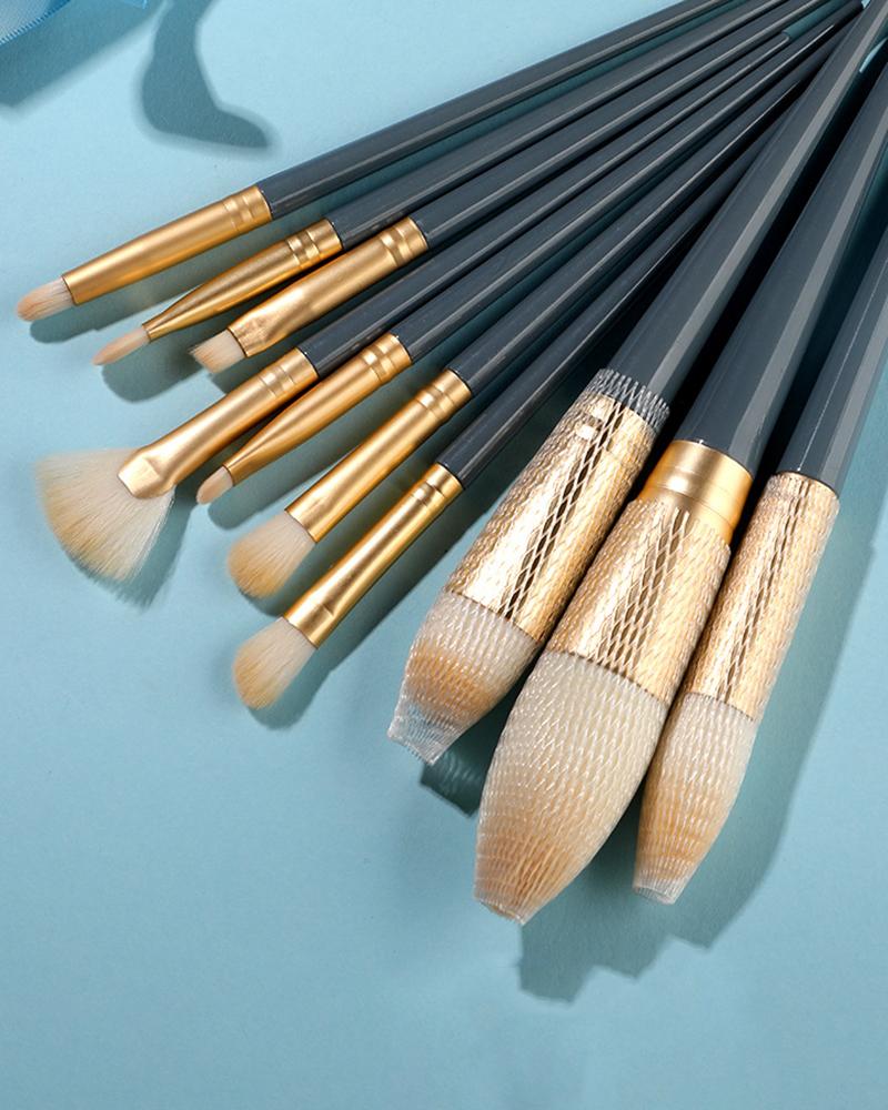 

10pcs Ombre Make Up Brush Set With Case, Blue