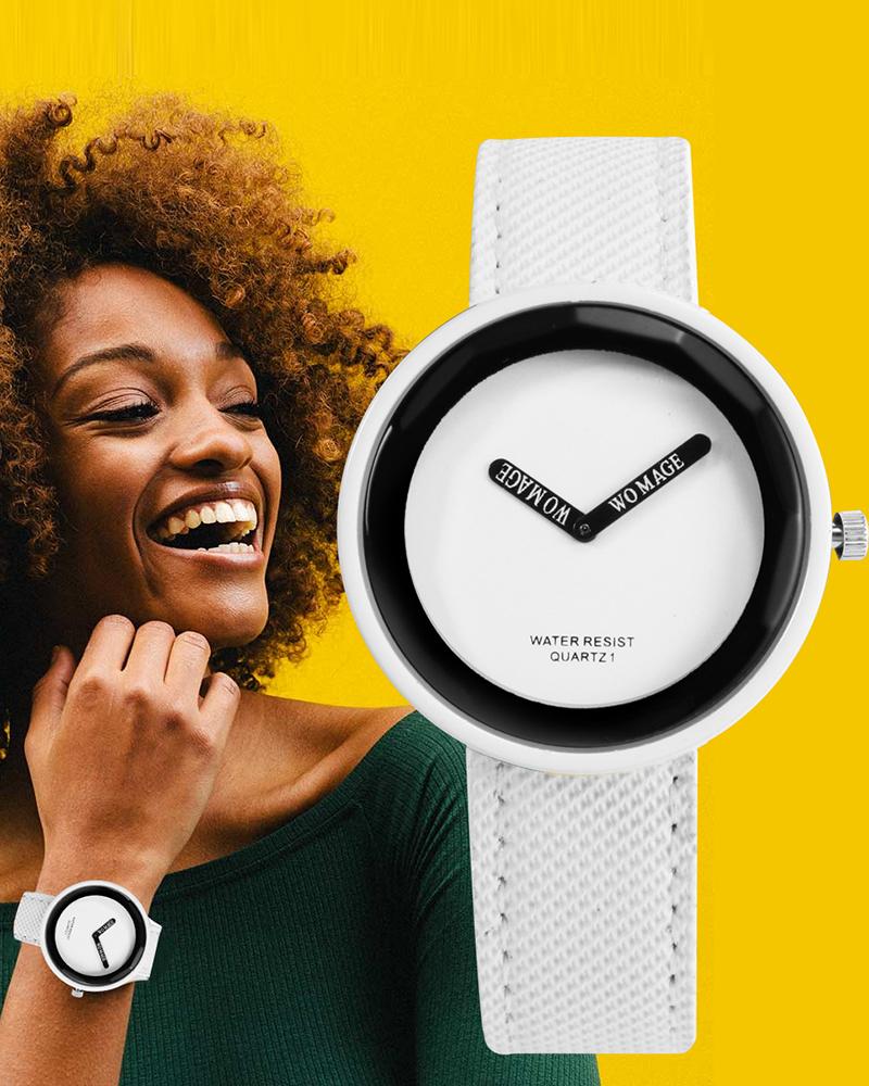 

Large Dial Trendy Casual Watch, White