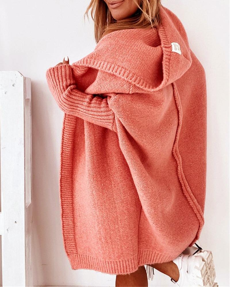 

Batwing Sleeve Hooded Knit Cardigan, Orange