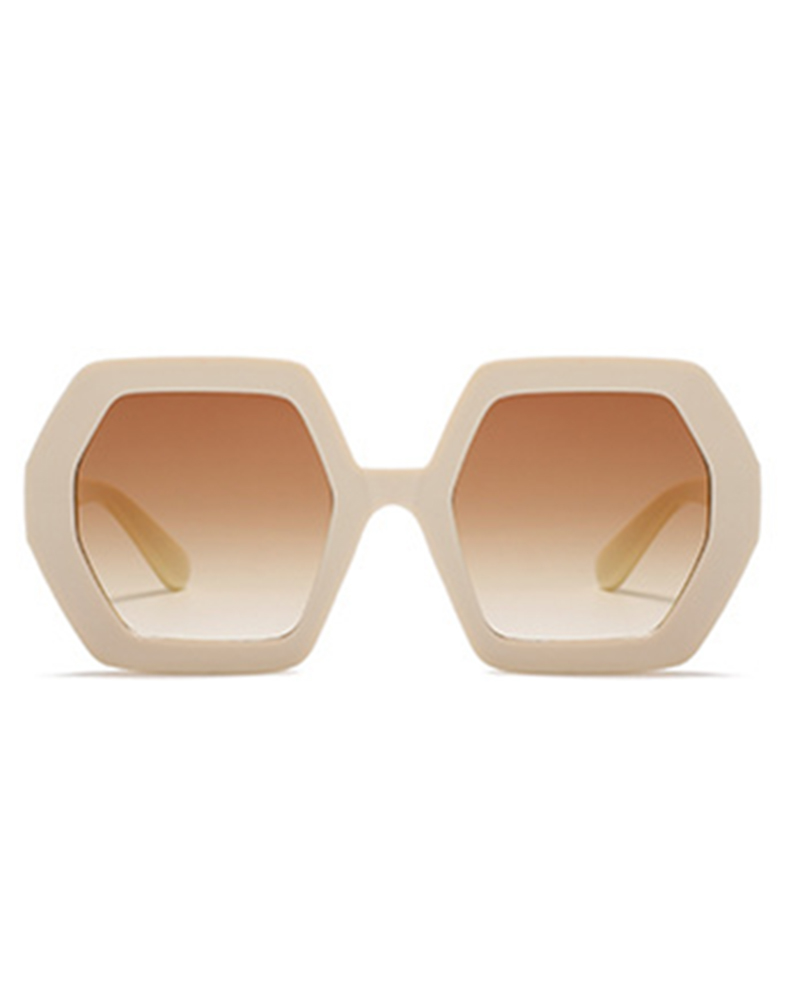 

1Pair Geometrical Frame Ombre Sunglasses, Beige