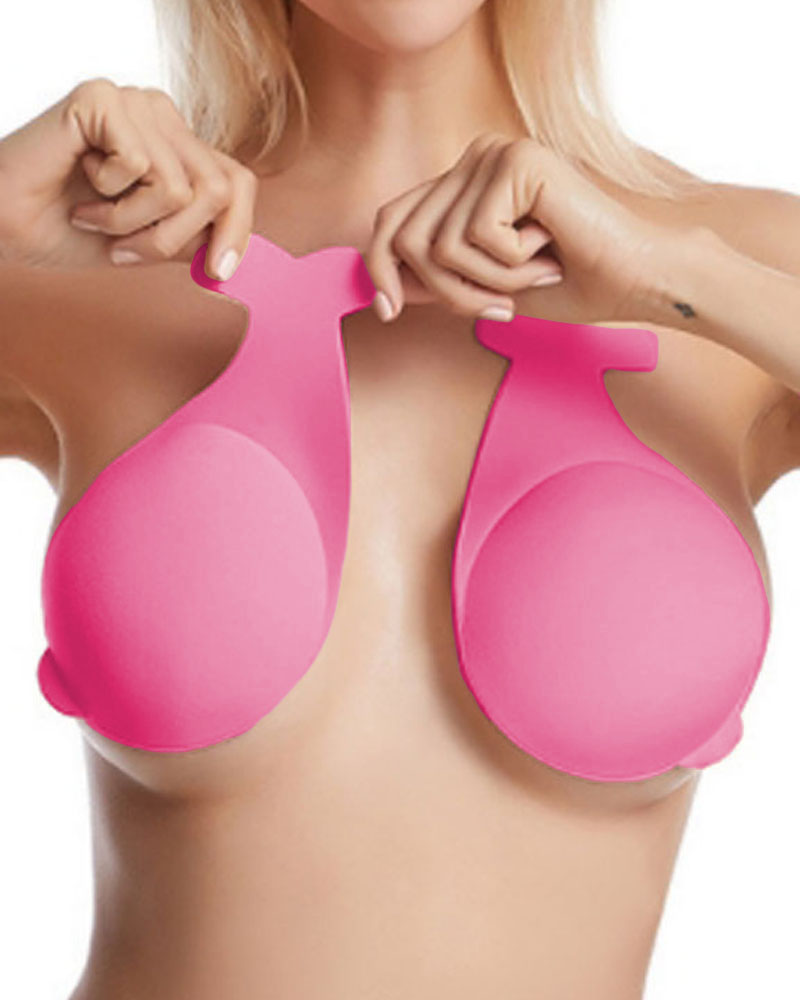 

1Pair Dolphin Shape Silicone Push Up Invisible Bra Bust Lifter Self Adhesive Nipple Covers, Pink