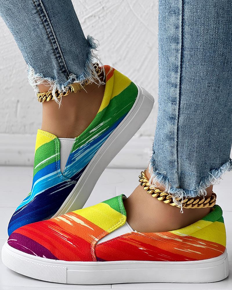 

Colorblock Slip-On Sneakers Canvas Loafers, Multicolor