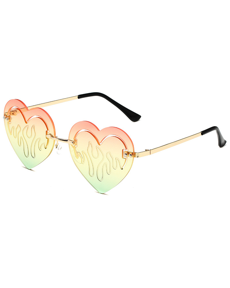 

1Pair Heart Shaped Rimless Tinted Fashion Sunglasses, Orange