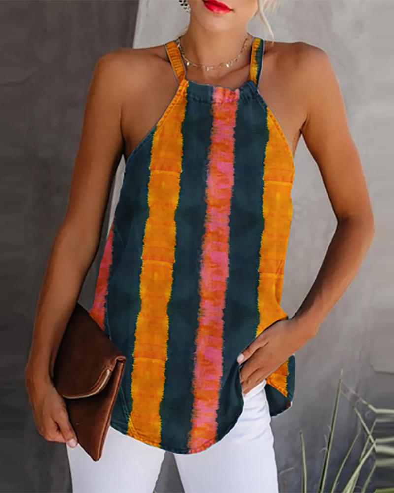 

Halter Sleeveless Daisy / Grpahic / Tie Dye Print Top, Style4