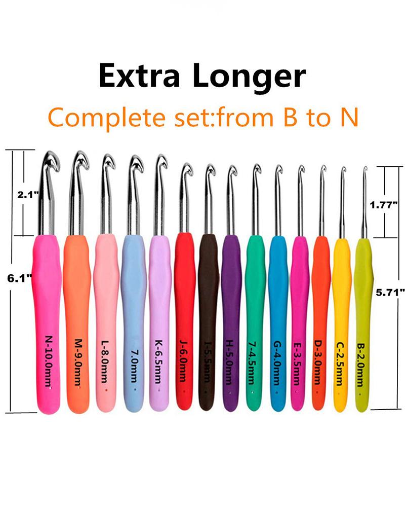 

14 Sizes Crochet Hooks Set With Case, Blue