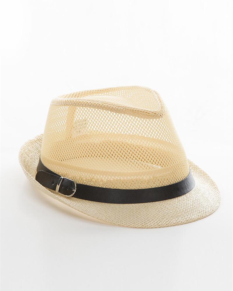

Solid Mesh Contrast Breathable Sun Hats, Beige