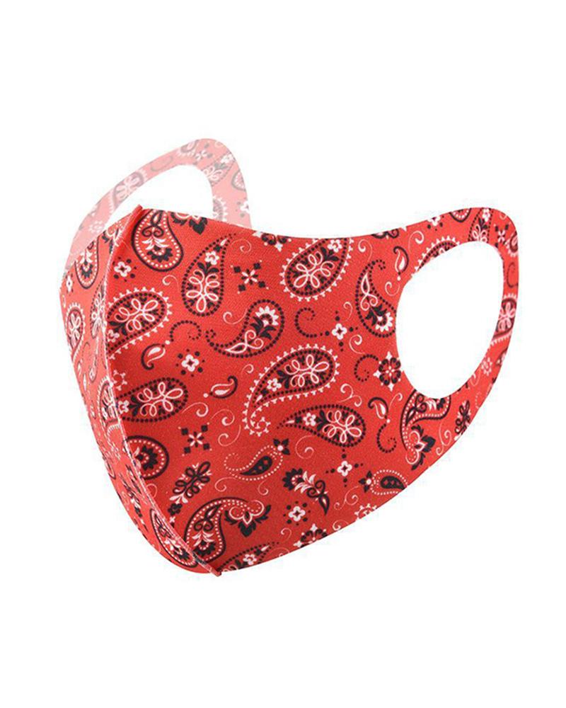 

Ice Silk Paisley Print Breathable Mouth Mask, Red