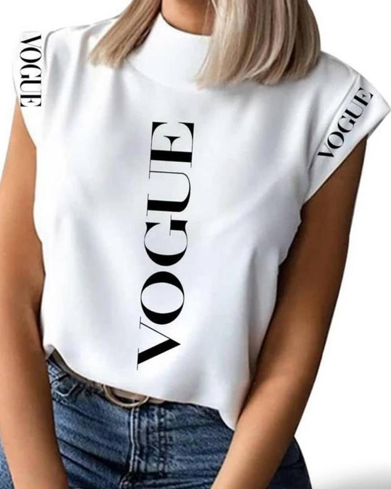 

Short Sleeve Letter Print T-Shirt, White