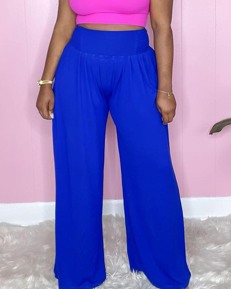

High Waist Wide Leg Pants, Blue