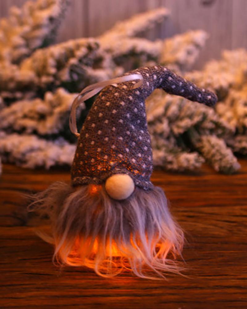 

Christmas Gnome Lamp Hanging Plush Elf Doll Night Light Ornament, Gray