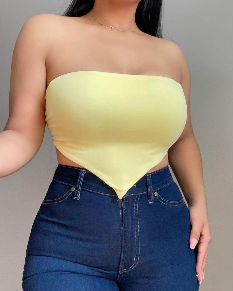 

Bandeau Sleeveless Handkerchief Top, Yellow