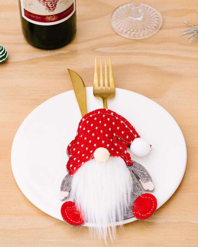 

1pc Christmas Gnome Silverware Holder Tableware Cutlery Fork Spoon Knives Storage Bag Dinner Decoration, Style2