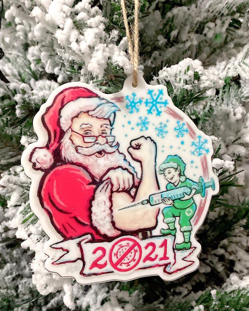 

2021 Survived Family Christmas Tree Ornament DIY Santa Claus Injection Xmas Tree Hanging Pendant, Red