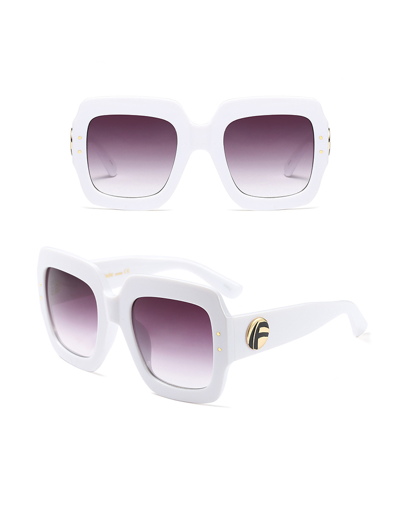

1Pair Big Square Frame Tinted Lens Sunglasses, White