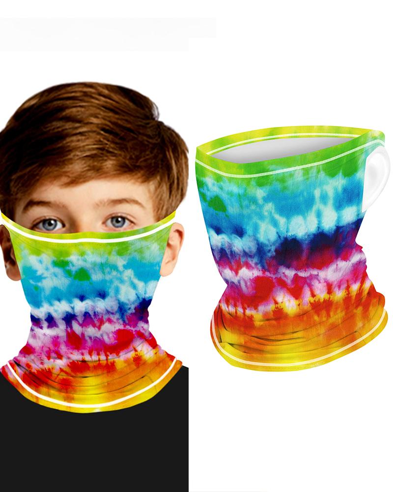 

Tie Dye Print Breathable Ear Loop Face Bandana Headwrap For Children, Multicolor