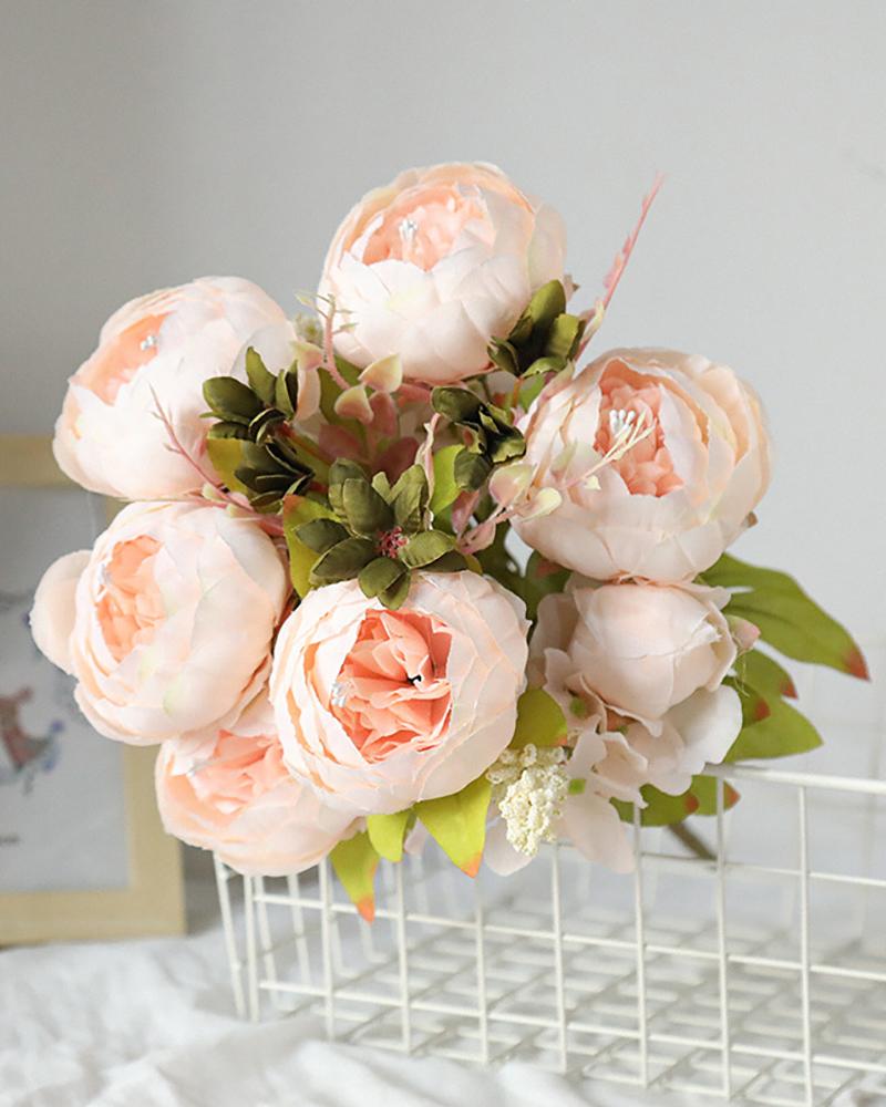 

Fake Flowers Vintage Artificial Peony Silk Flowers Wedding Home Decoration, Pink