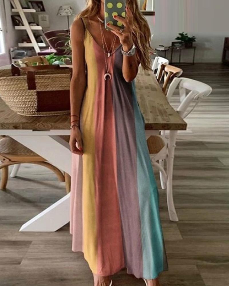 

Ombre Colorblock Sleeveless Maxi Dress, Orange