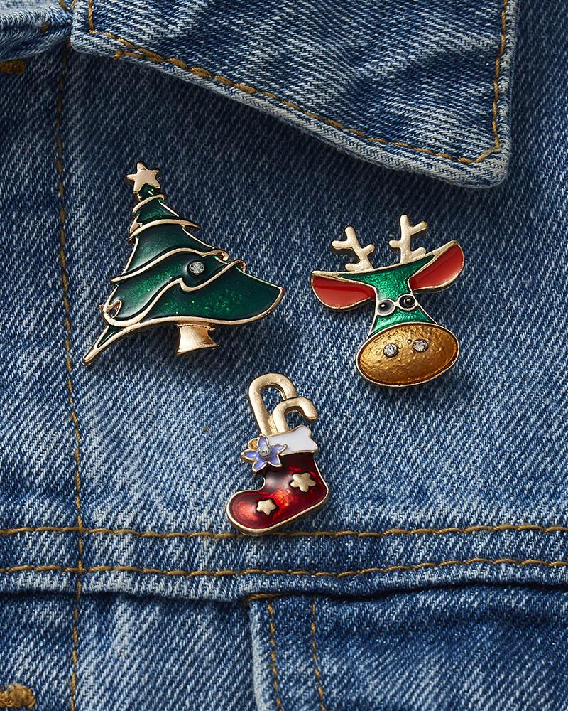 

3Pairs Christmas Pattern Earring Set, Style2