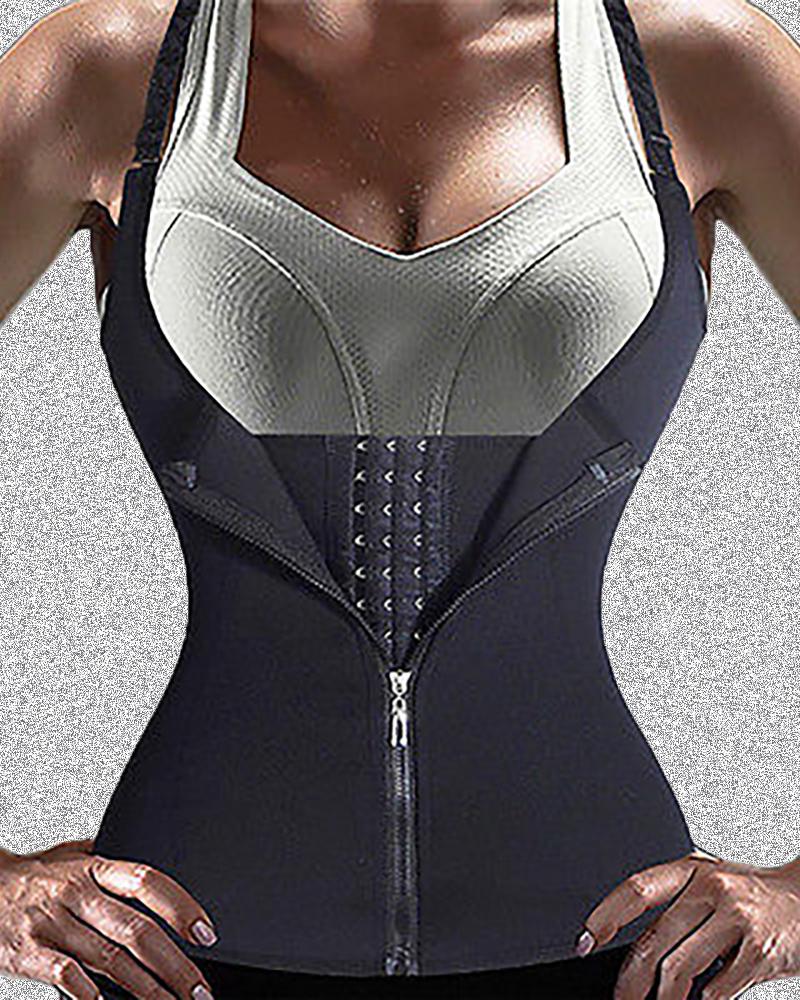 

Zipper Waist Trainer Corset Neoprene Sweat Belt Tummy Slimming Sport Shapewear, Black