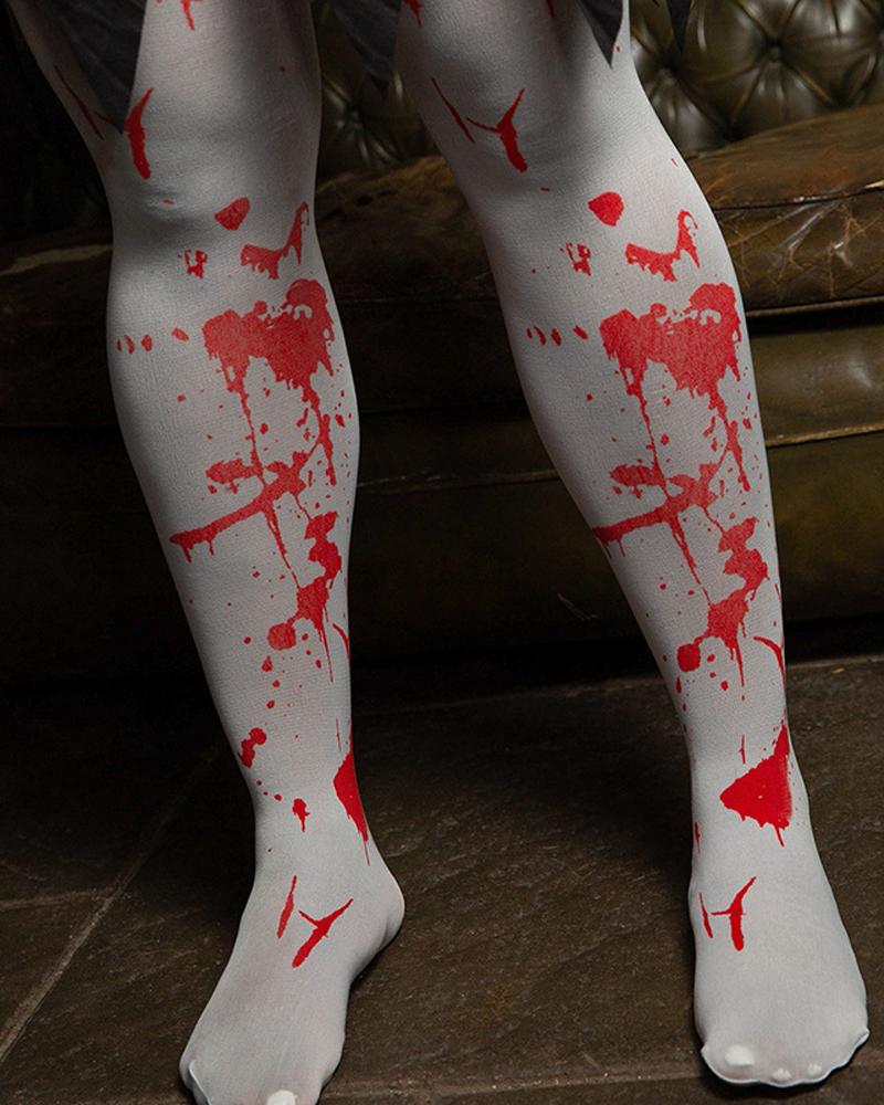 

Plus Size Halloween Bloody Thigh High Stockings Over Knee Long Socks Cosplay Party Stage Decorations, White