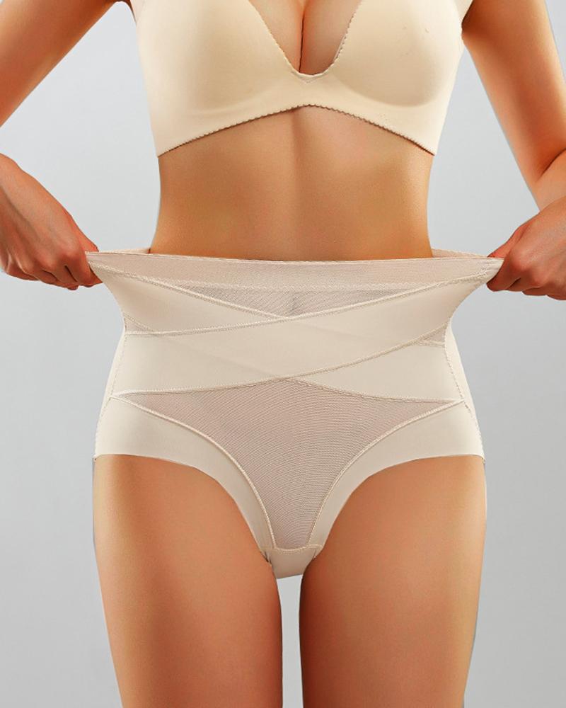 

Sheer Mesh High Waist Tummy Control Shapewear Panty, Nude