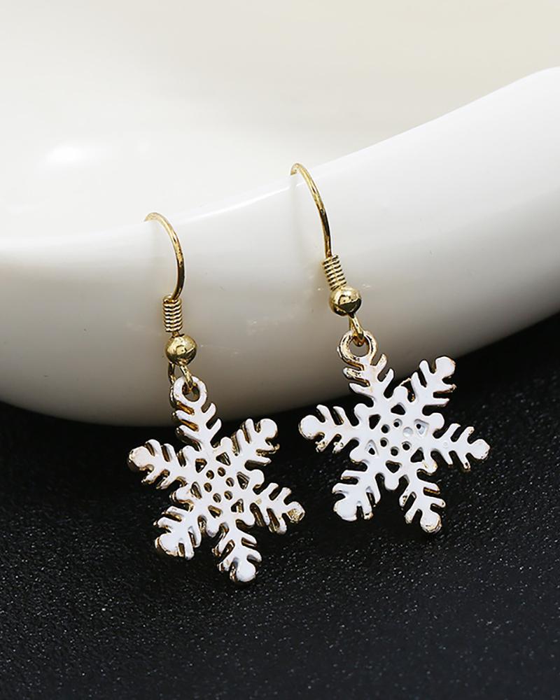 

1Pair Christmas Snowflake Pattern Drop Earrings, White
