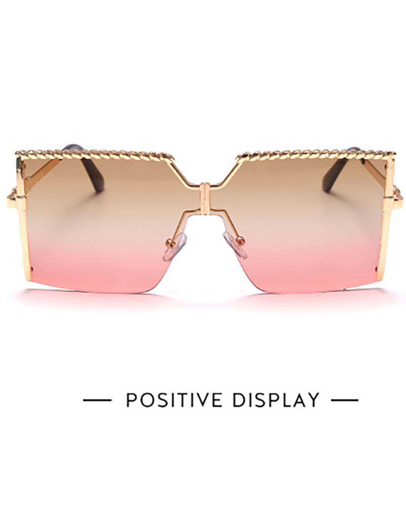 

1Pair Big Square Metal Frame Tinted Lens Sunglasses, Style6