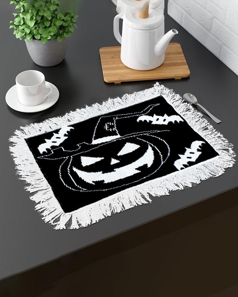 

Halloween Placemat Pumpkin Print Tablecloth Home Party Kitchen Dining Table Decoration Ornaments, Black