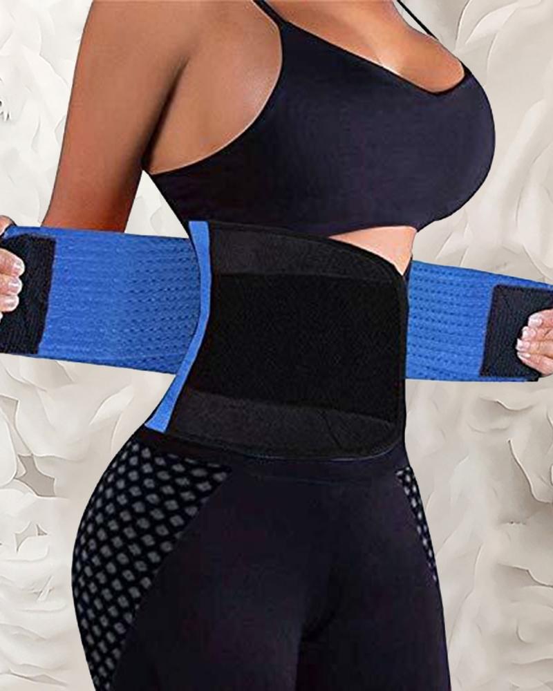 

Colorblock High Elastic Skinny Sporty Corset, Blue