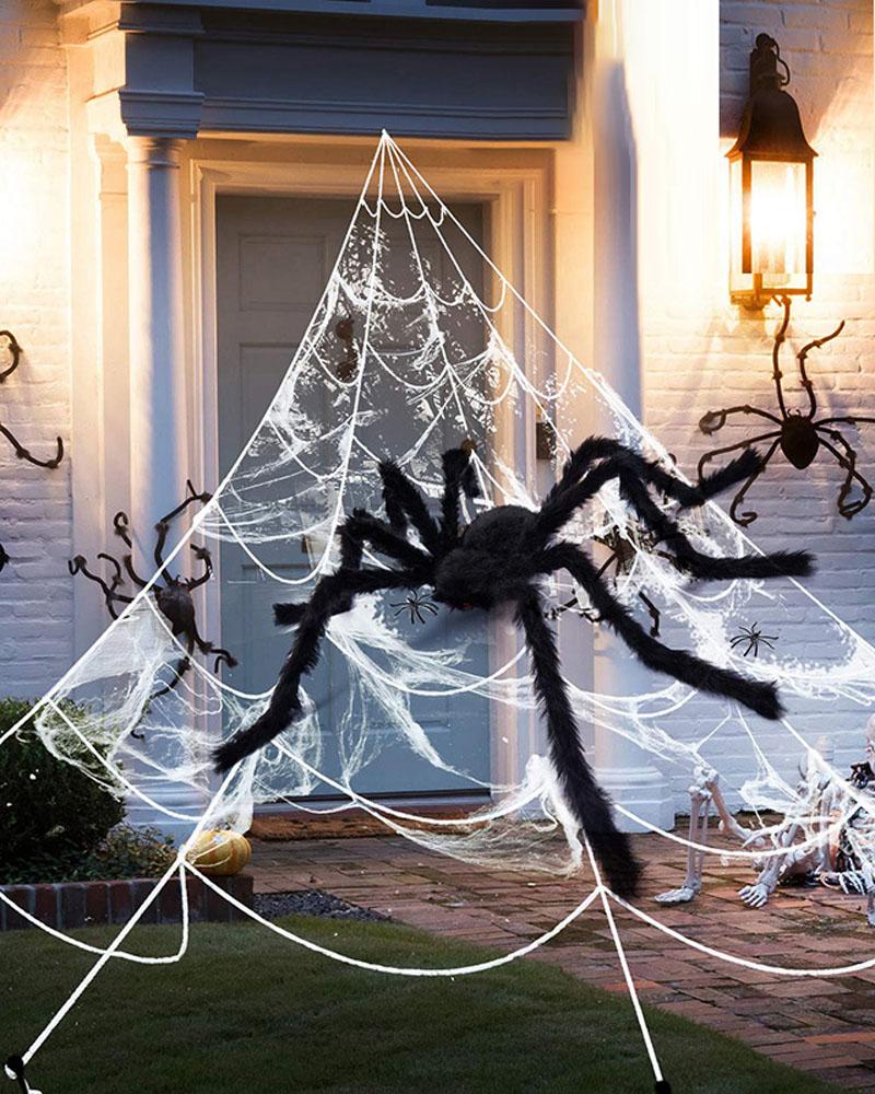 

Halloween 16FT Giant Triangular Web For Indoor Outdoor Yard Haunted House Party Halloween Decorations, White