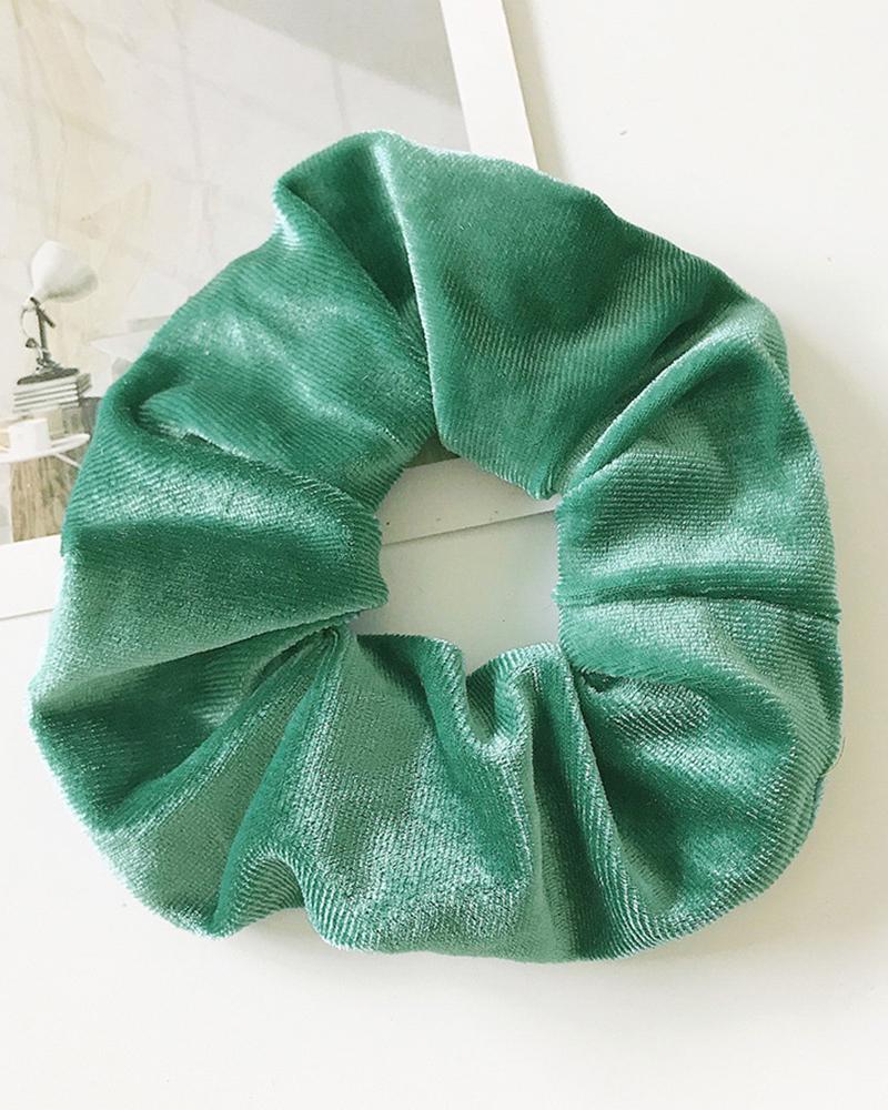 

1pcs Velvet Elastic Ruched Ponytail Holder Hair Ties Fashion Hair Bands, Green