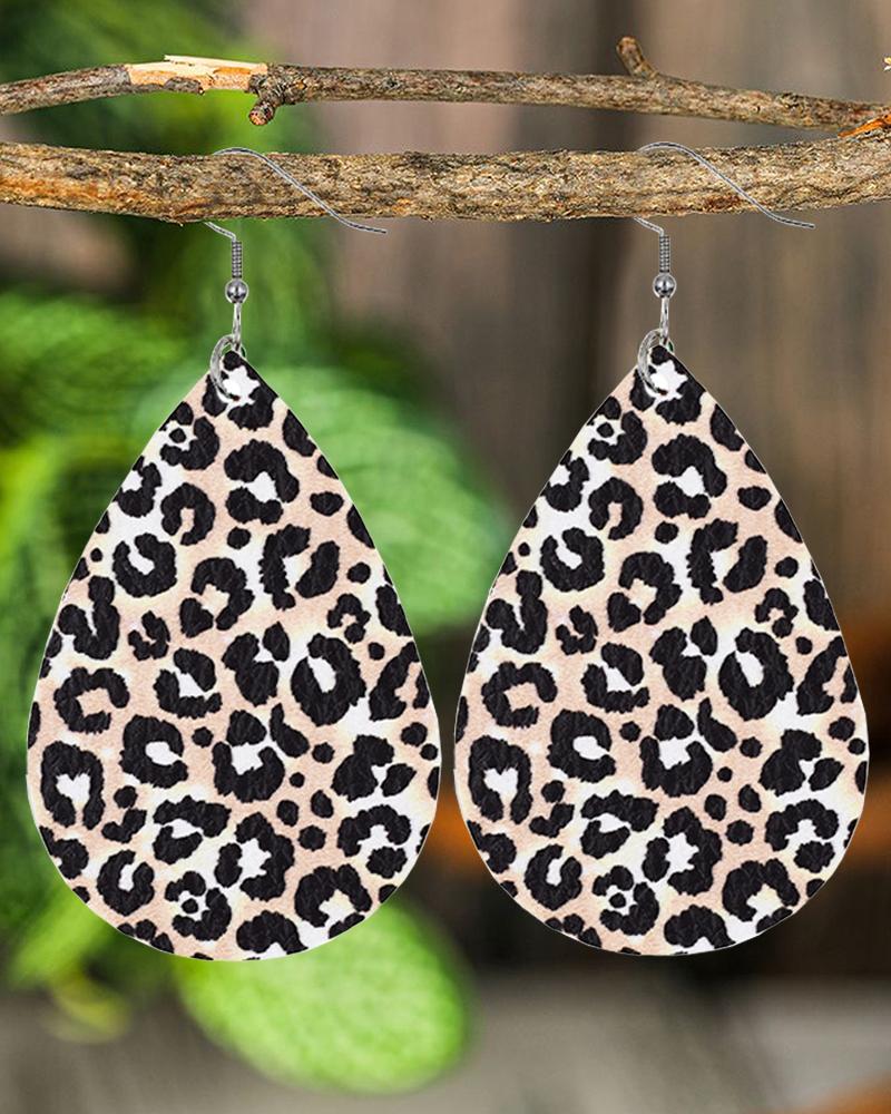 

1Pair Leopard Print Water Drop Earrings, Style1