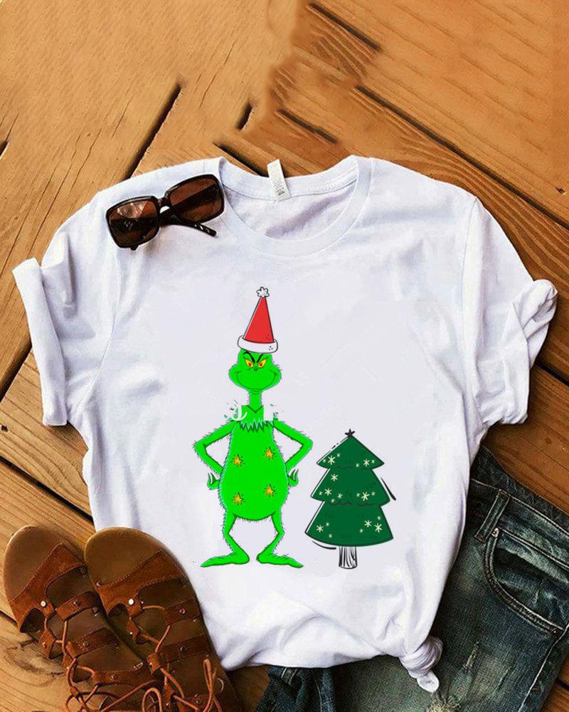 

Christmas Grinches Print Short Sleeve Top, Style2