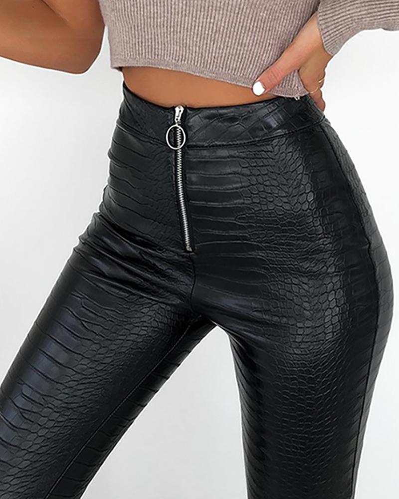 

Faux Leather High Waist Pants, Black