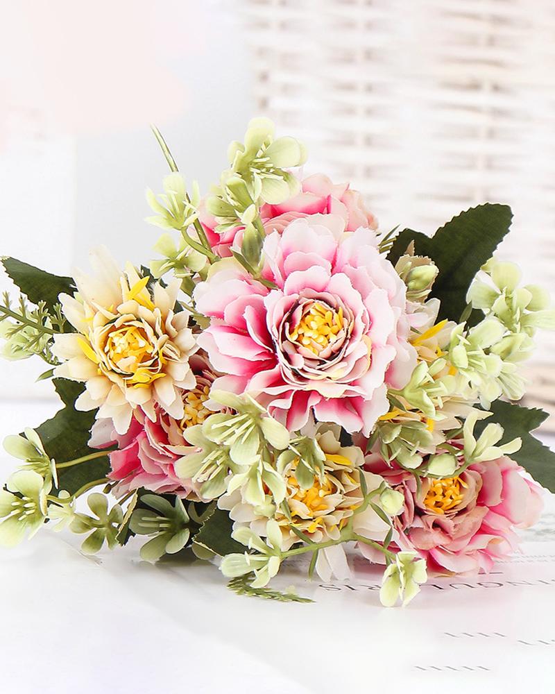 

Artificial Silk Flowers Dahlia Fake Bouquets Long Stem Flower For Wedding Decor, Hot pink