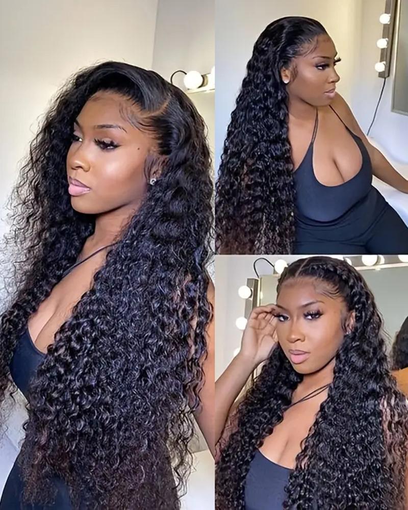 

Long Wet And Wavy Deep Curly Synthetic Hair Wig, Black