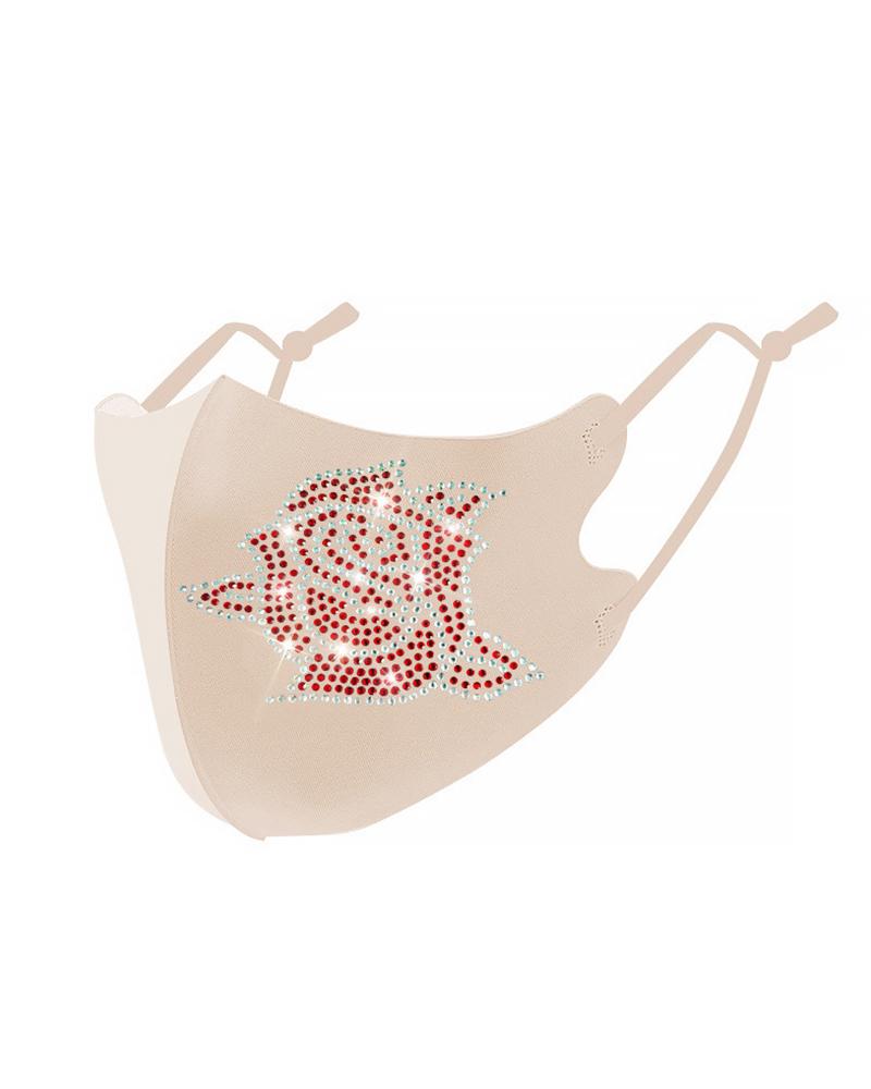 

Floral Pattern Studded Breathable Face Mask, Apricot