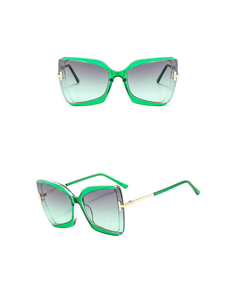 

1Pair Oversized Frame Square T Sunglasses, Green