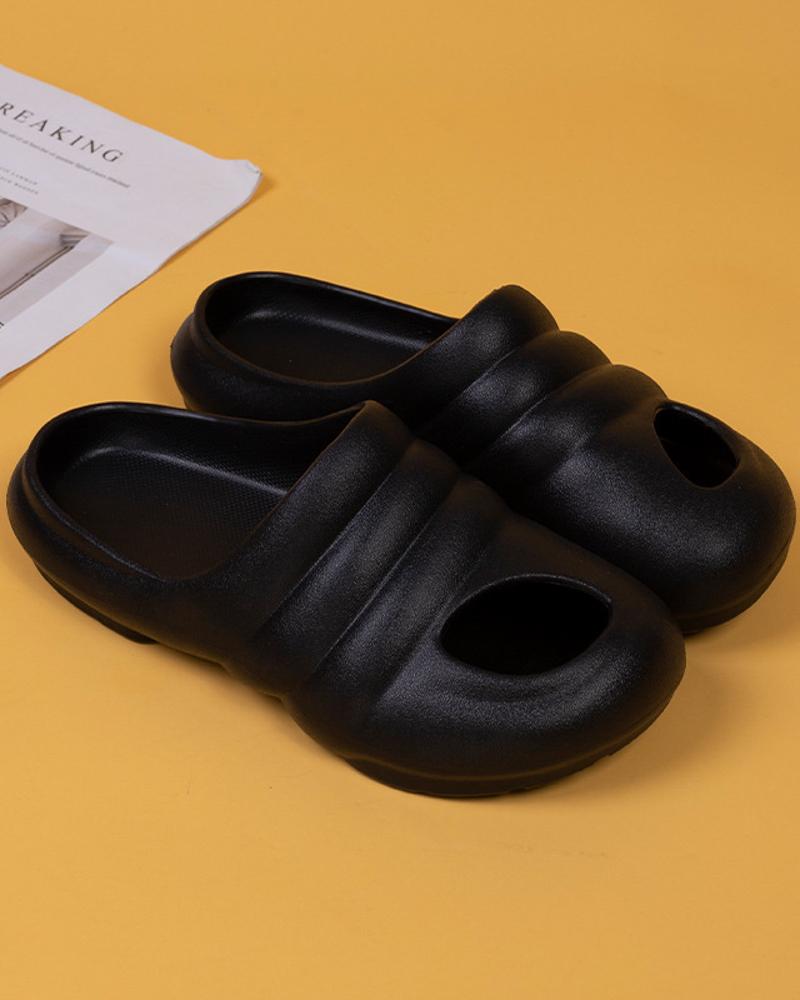 

Chic Womens Hollow-out Round Toe Home Slipper Platform Shoes, Black