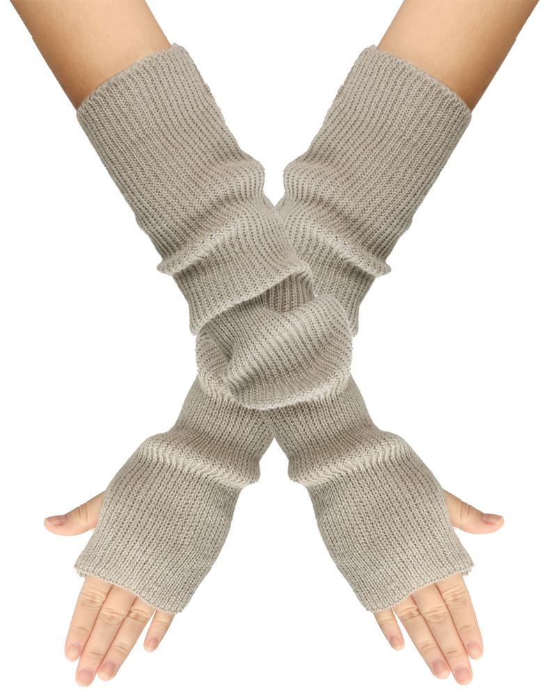 

1Pair Warm Knit Fingerless Gloves, Light gray