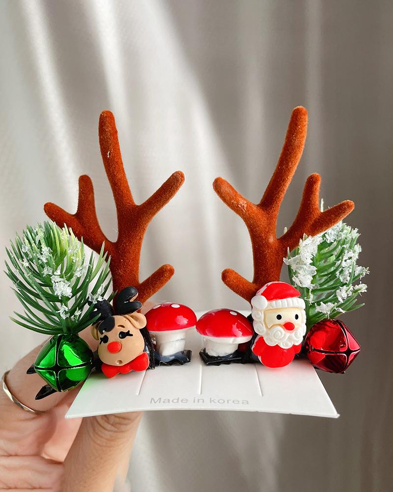 2pcs pince à cheveux décor bois de Noël