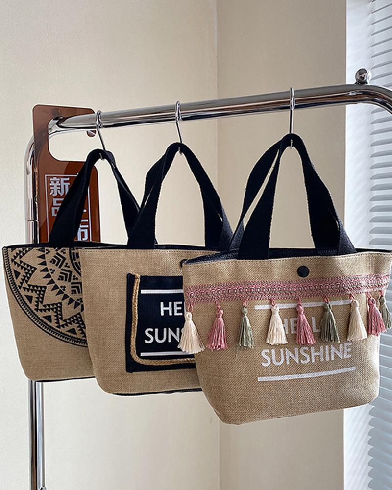 

Letter Print Large Capacity Tote Bag, Style2
