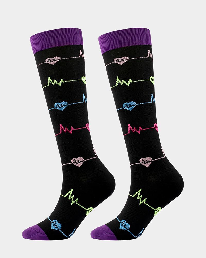 

1Pair Christmas Graphic Print Long Socks, Purple