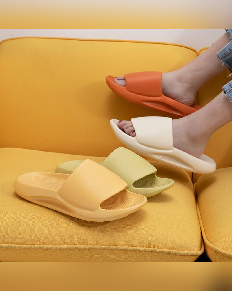 

Solid Open-toe Platform Slipper Sandals, Yellow